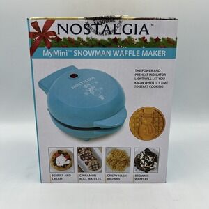 Nostalgia MyMini Snowman Waffle Maker Holiday Breakfast‎ Brunch Dorm Camper Gift